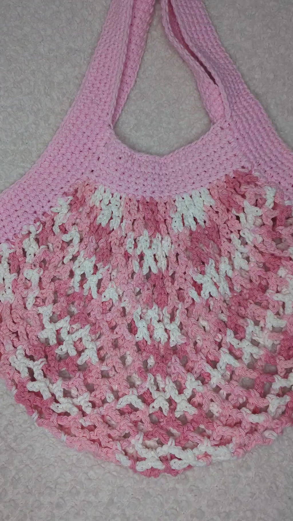 Handmade Pink Mesh Market Bag - Pink Mesh Beach Tote