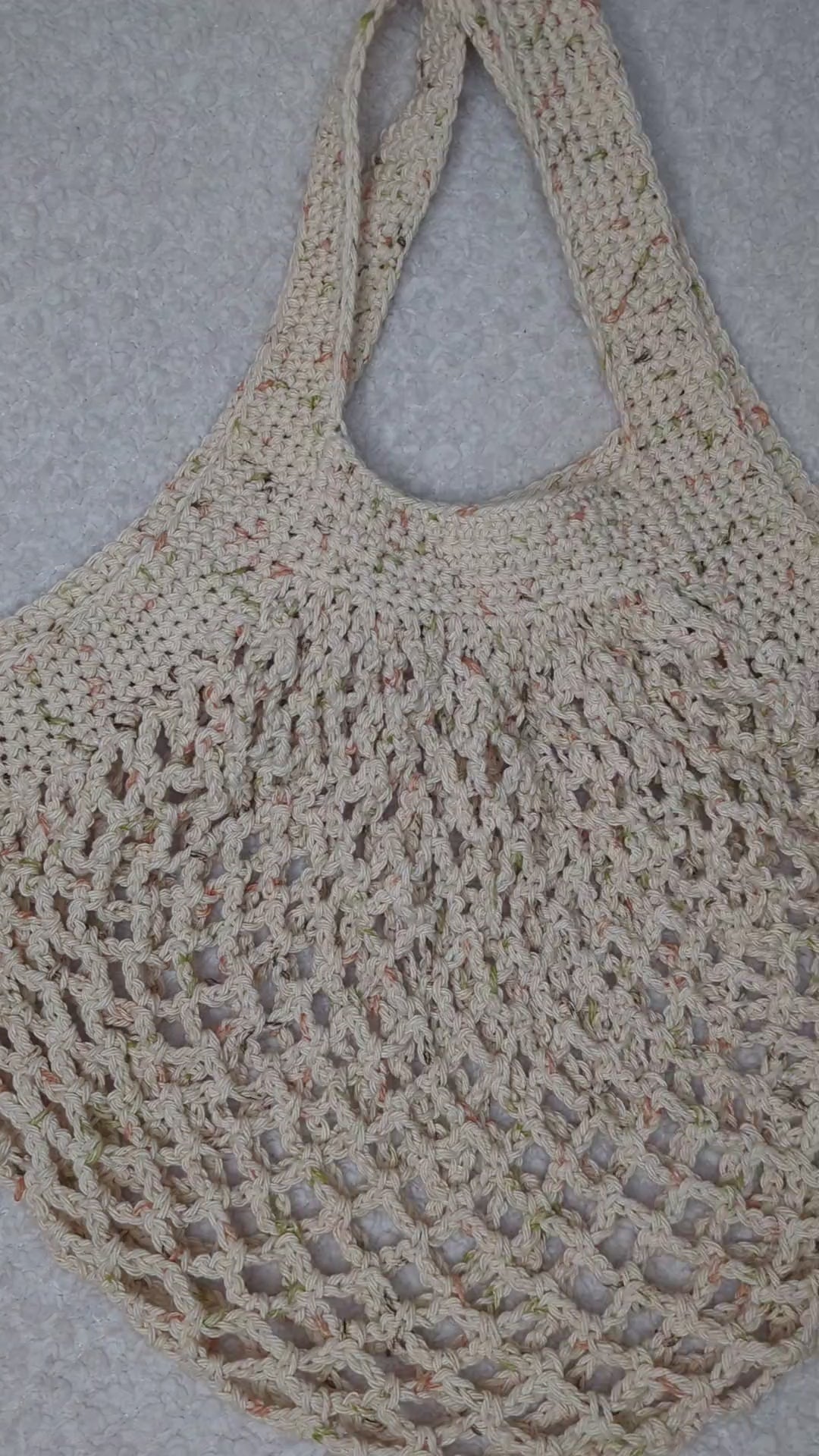 Tweed Mesh Market Bag - Beige Beach Tote