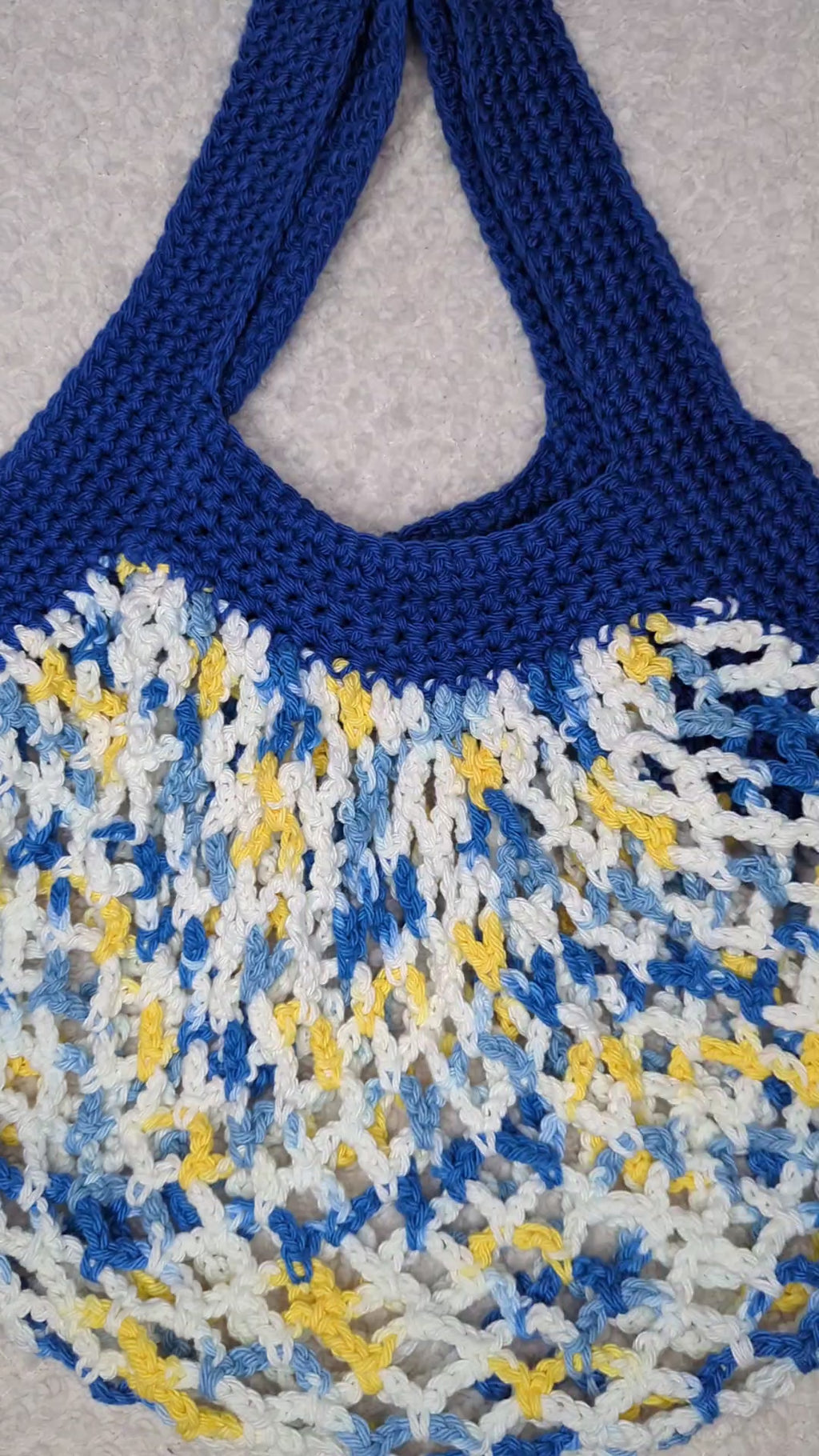 Blue and Yellow Mesh Market Bag - Blue Beach Tote