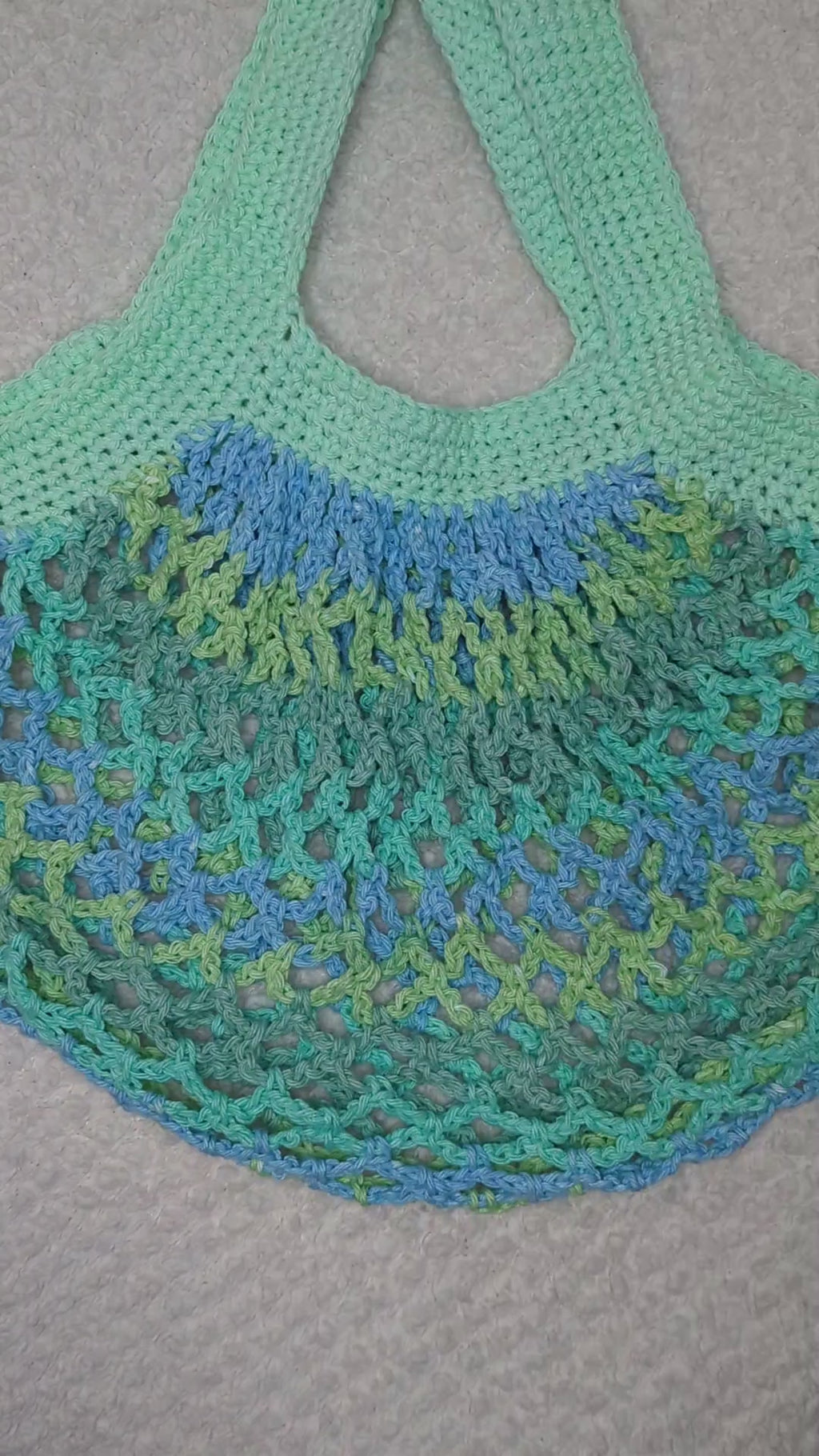 Handmade Blue Mesh Bag - Reusable Beach Tote