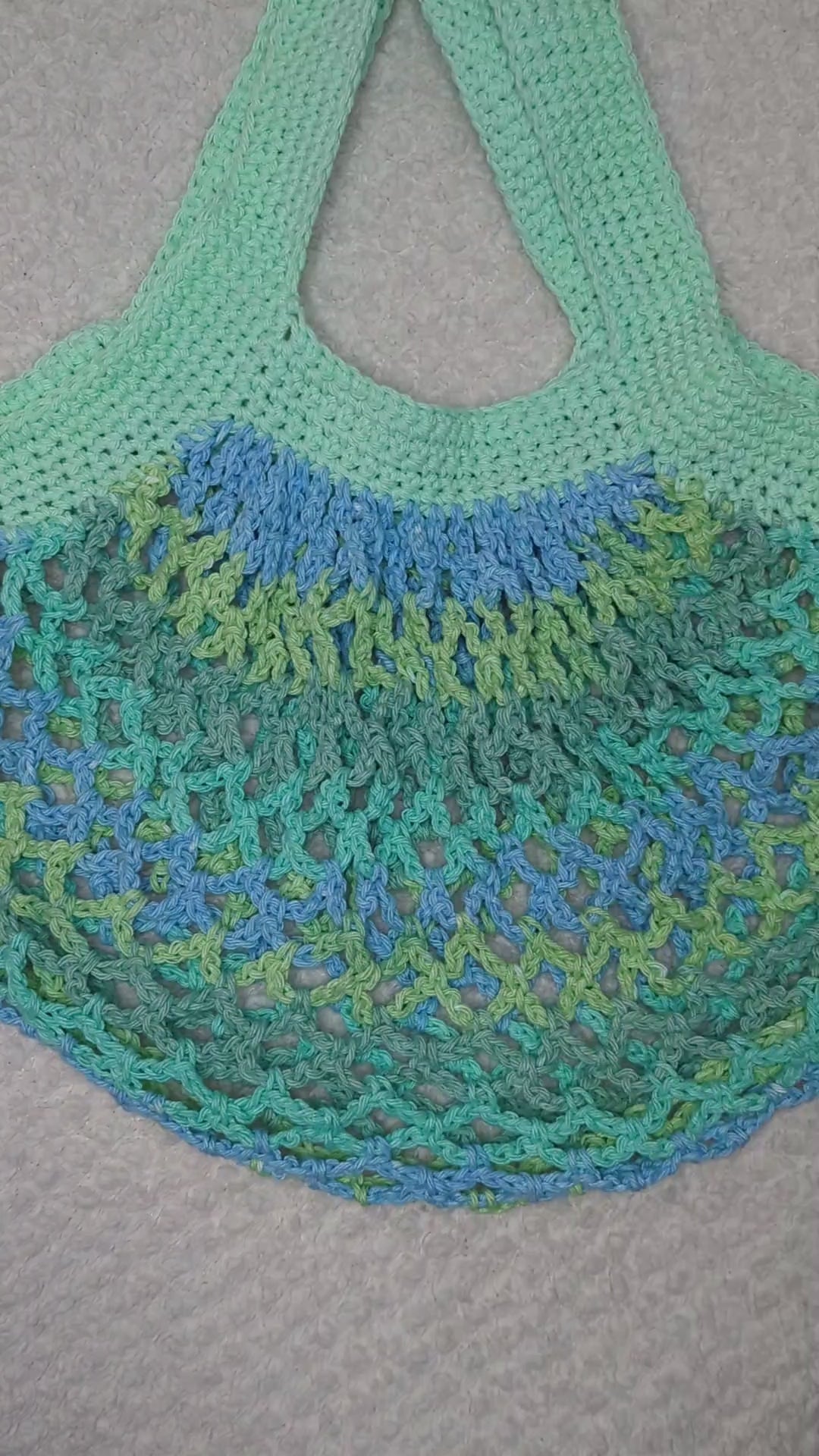 Handmade Blue Mesh Bag - Reusable Beach Tote