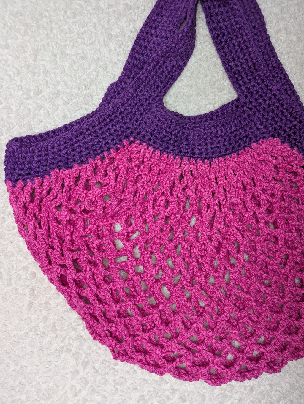 Handmade Pink and Purple Mesh Bag - Colorful Beach Tote