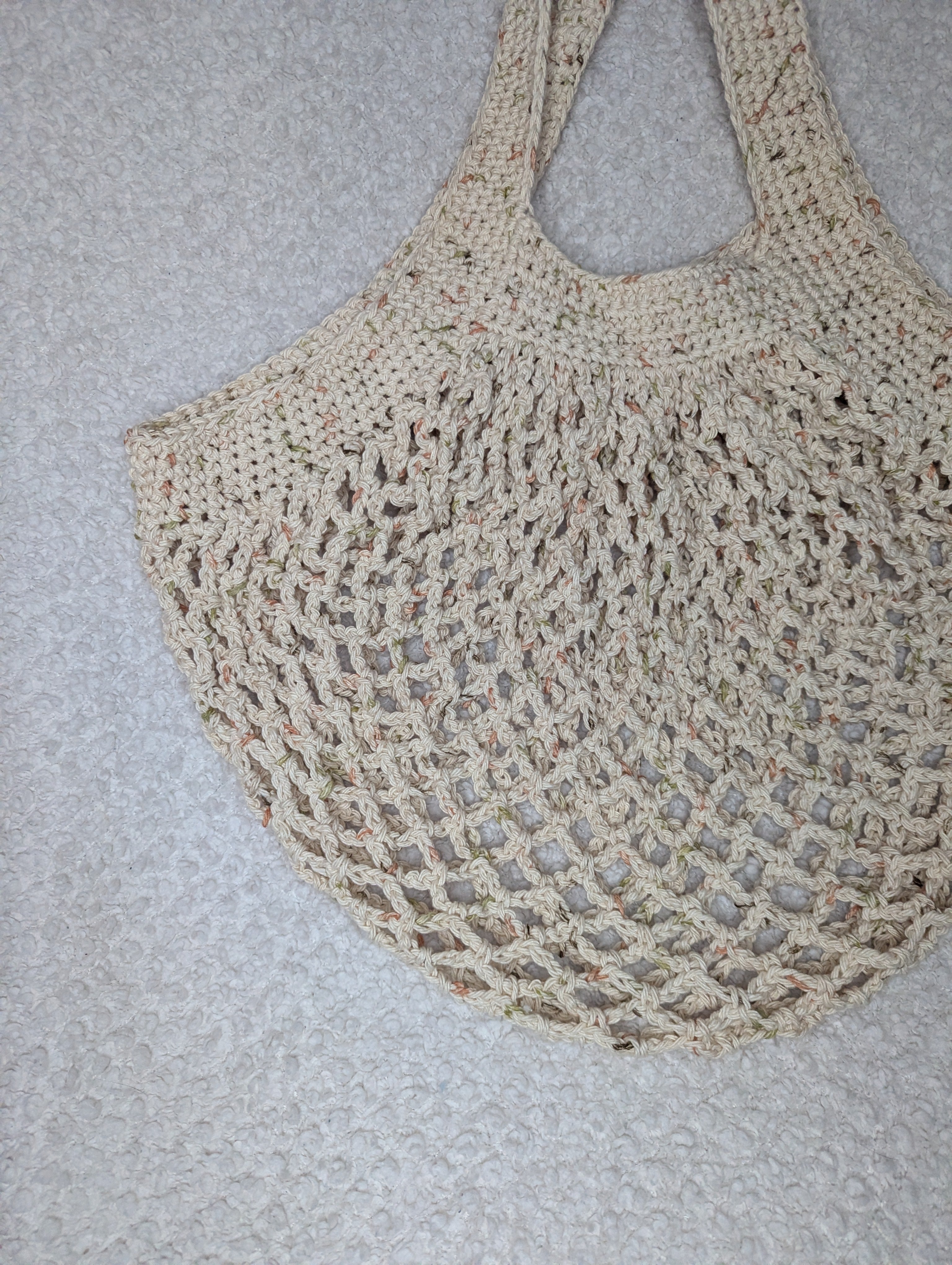 Tweed Mesh Market Bag - Beige Beach Tote