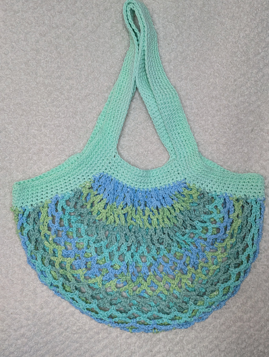 Handmade Blue Mesh Bag - Reusable Beach Tote
