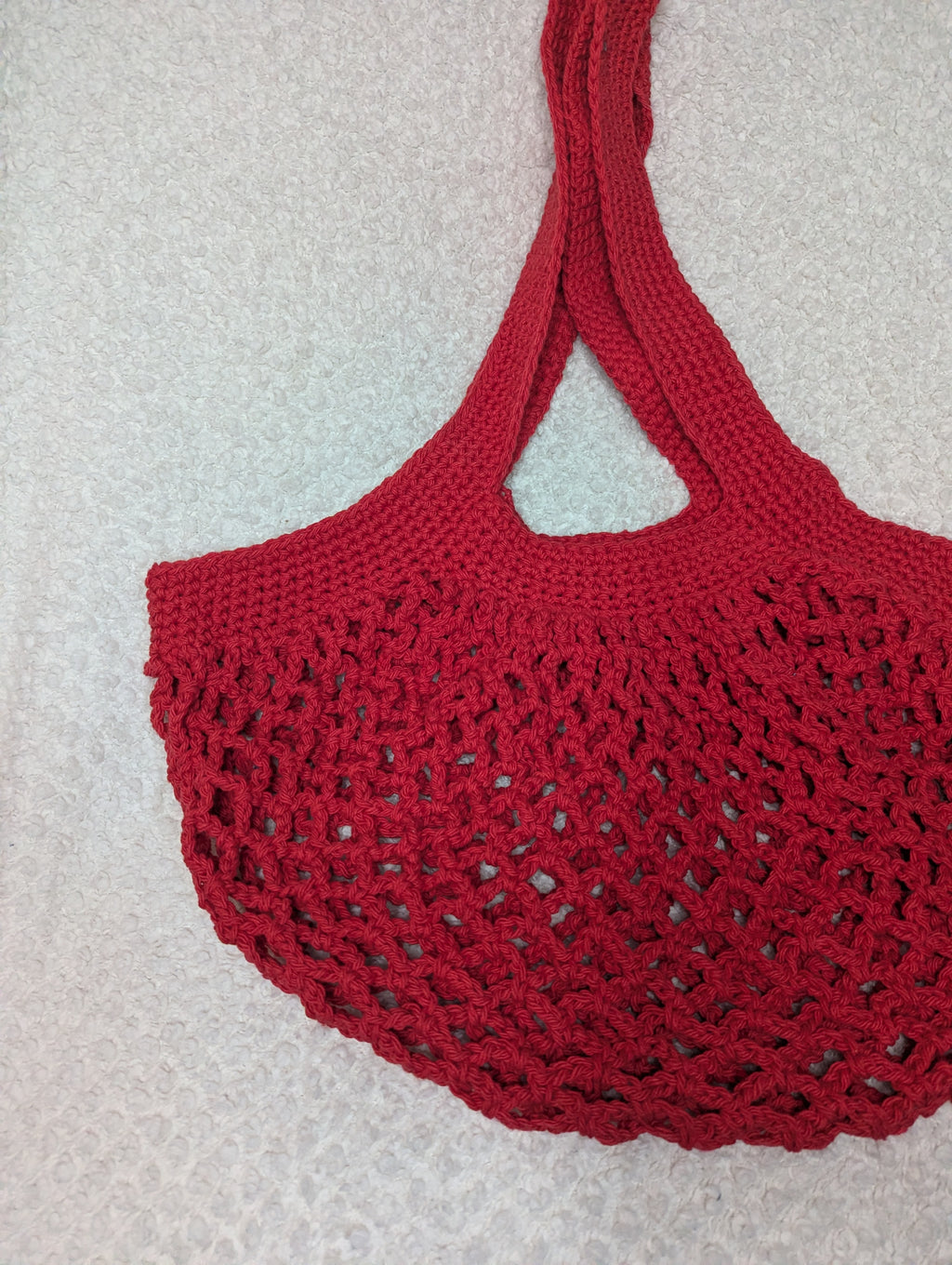 Handmade Red Mesh Market Bag - Reusable Mesh Bag