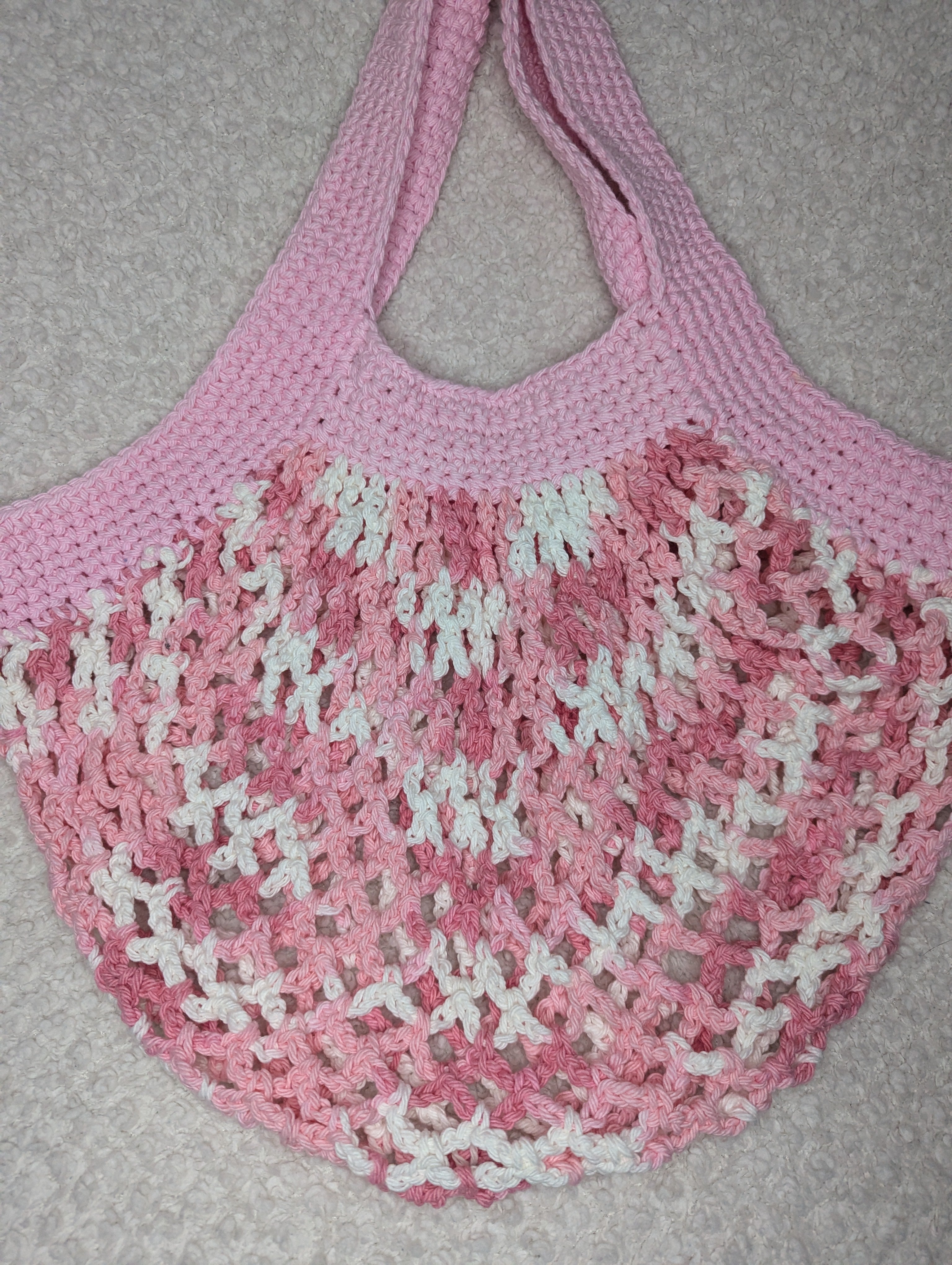 Handmade Pink Mesh Market Bag - Pink Mesh Beach Tote