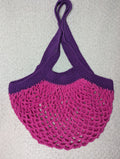 Handmade Pink and Purple Mesh Bag - Colorful Beach Tote