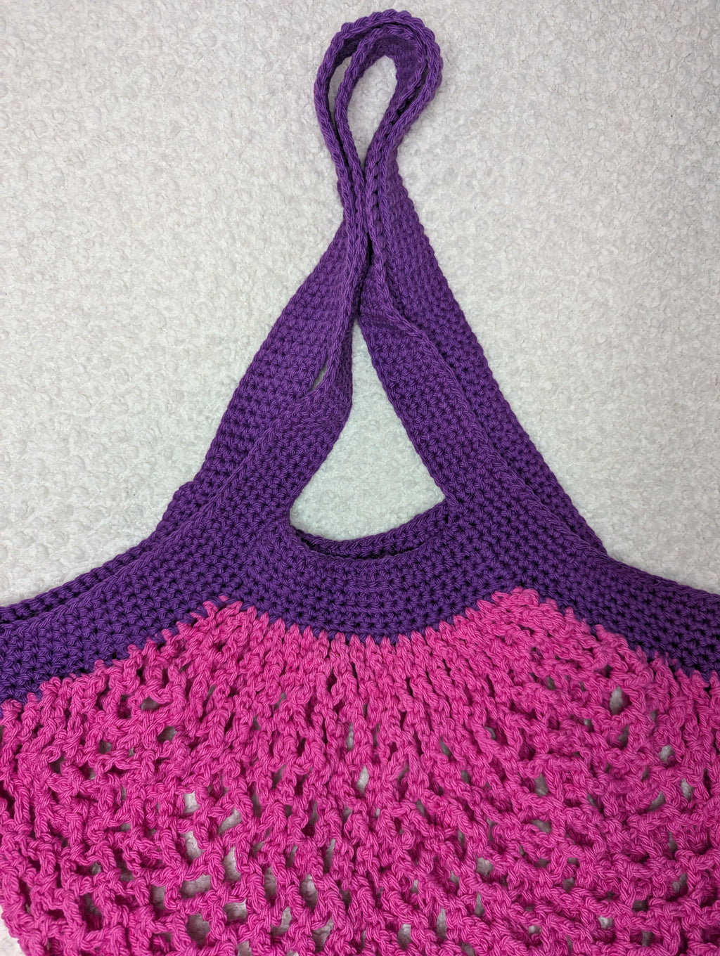 Handmade Pink and Purple Mesh Bag - Colorful Beach Tote