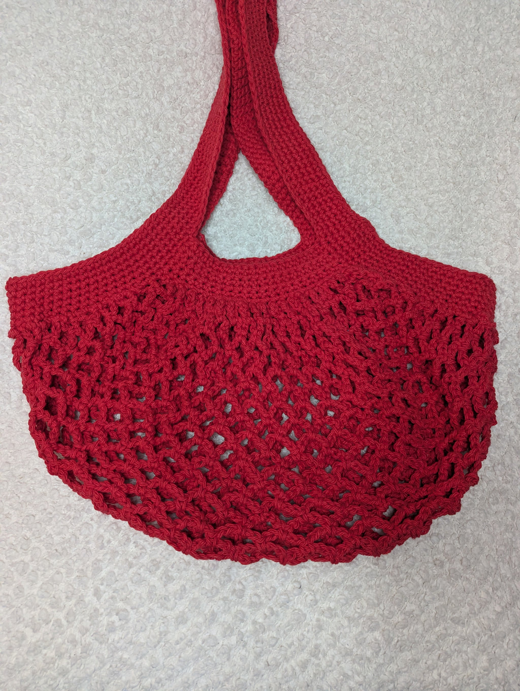 Handmade Red Mesh Market Bag - Reusable Mesh Bag