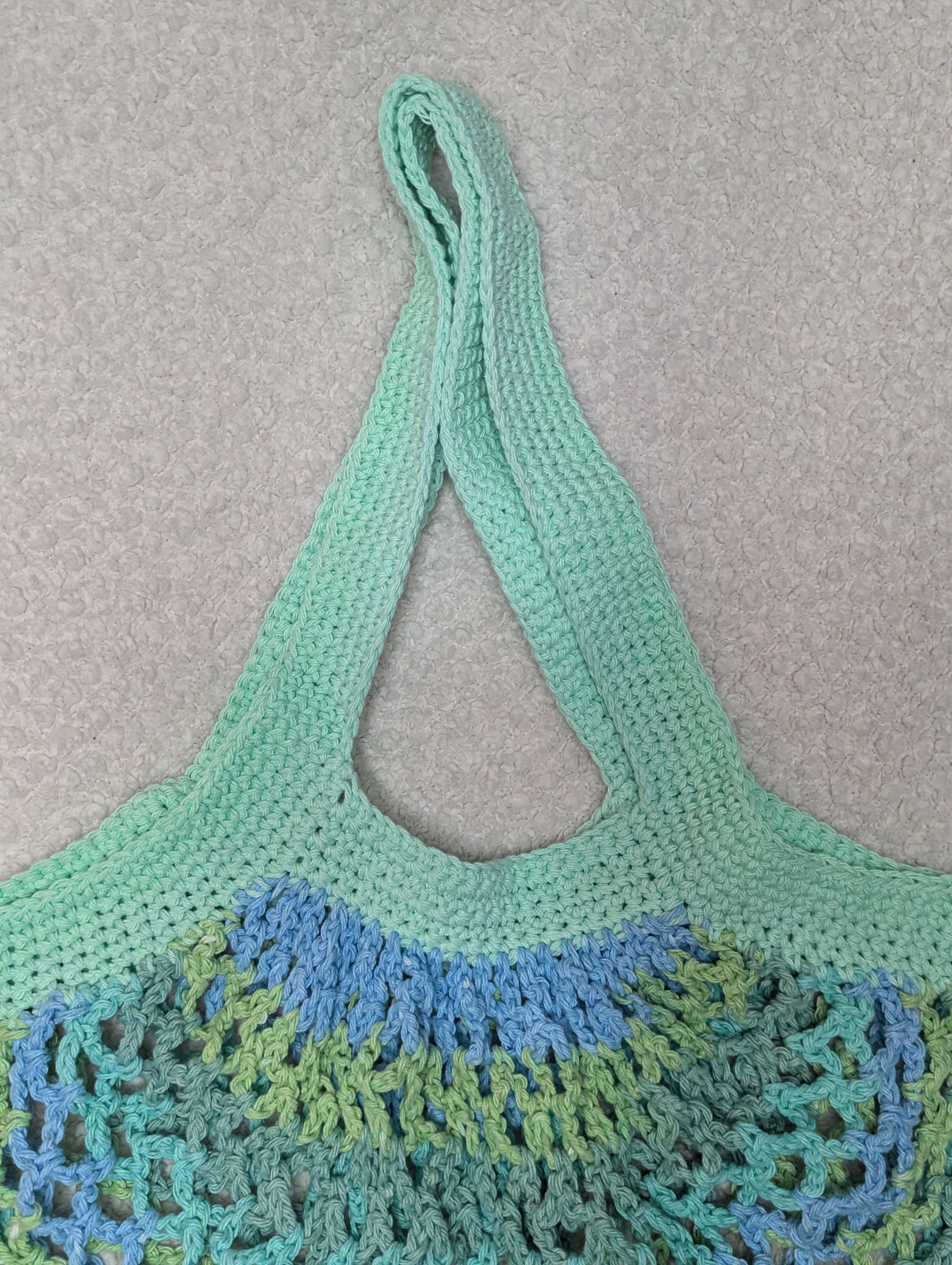 Handmade Blue Mesh Bag - Reusable Beach Tote