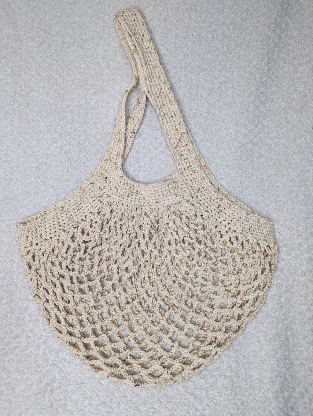 Tweed Mesh Market Bag - Beige Beach Tote