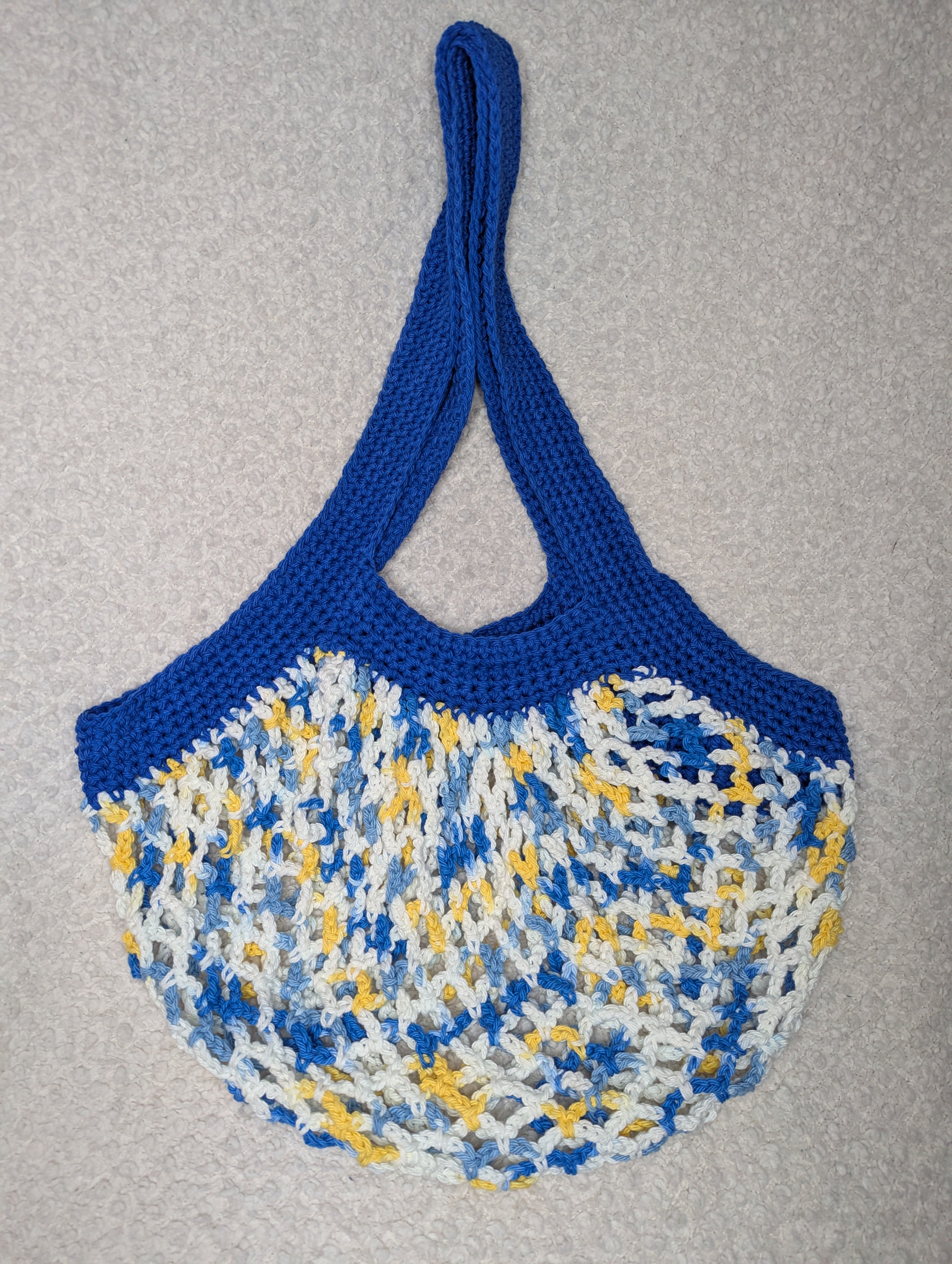 Blue and Yellow Mesh Market Bag - Blue Beach Tote