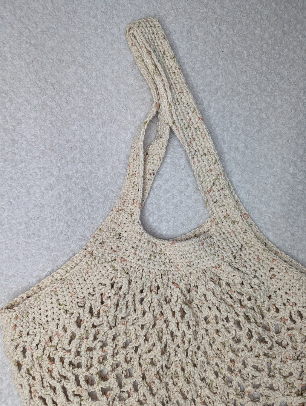 Tweed Mesh Market Bag - Beige Beach Tote