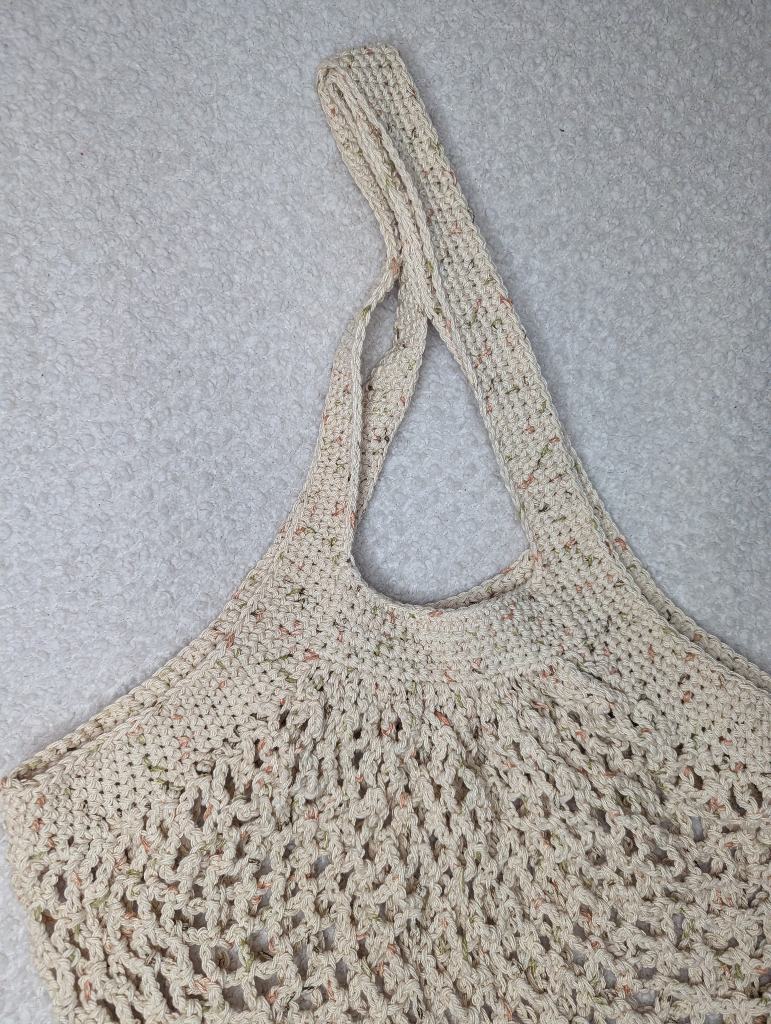 Tweed Mesh Market Bag - Beige Beach Tote