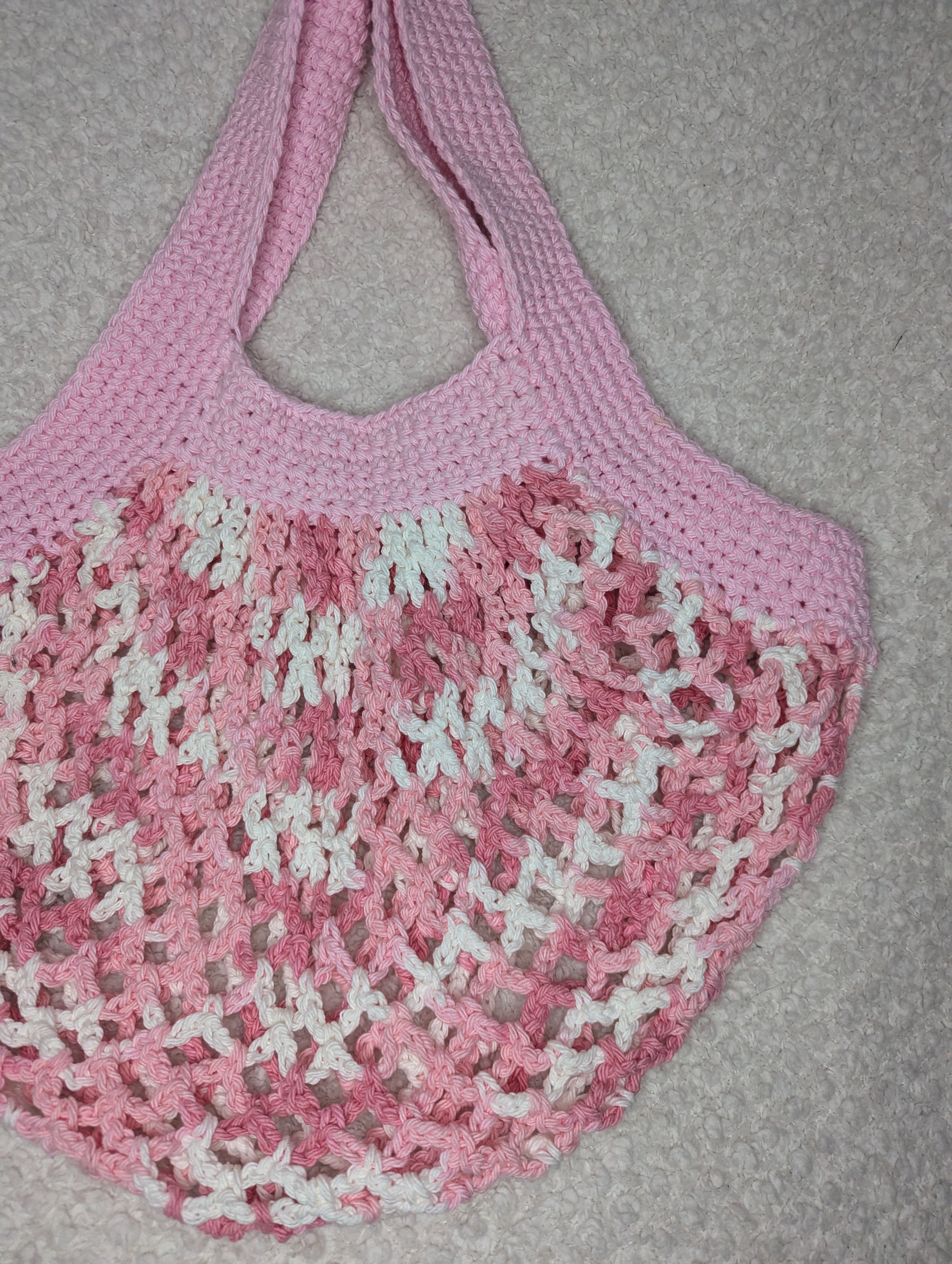 Handmade Pink Mesh Market Bag - Pink Mesh Beach Tote