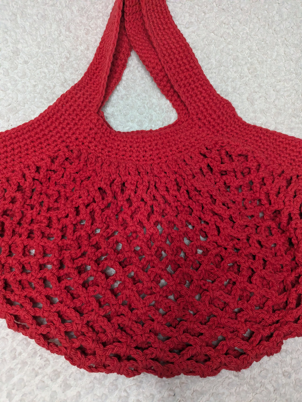 Handmade Red Mesh Market Bag - Reusable Mesh Bag
