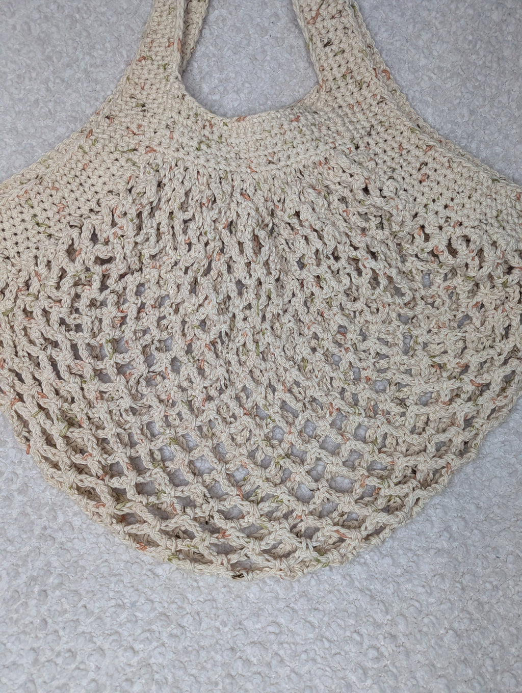 Tweed Mesh Market Bag - Beige Beach Tote