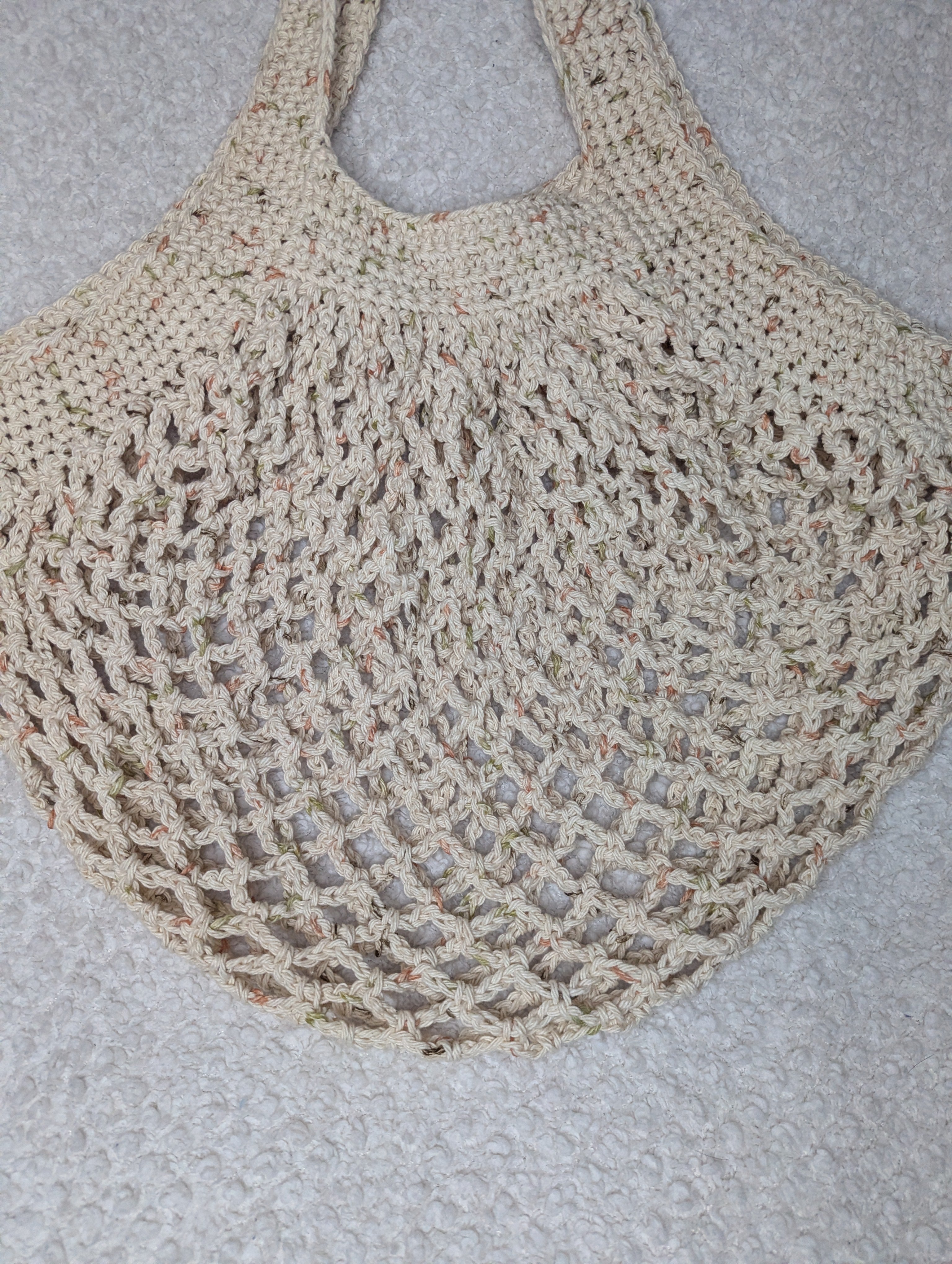 Tweed Mesh Market Bag - Beige Beach Tote