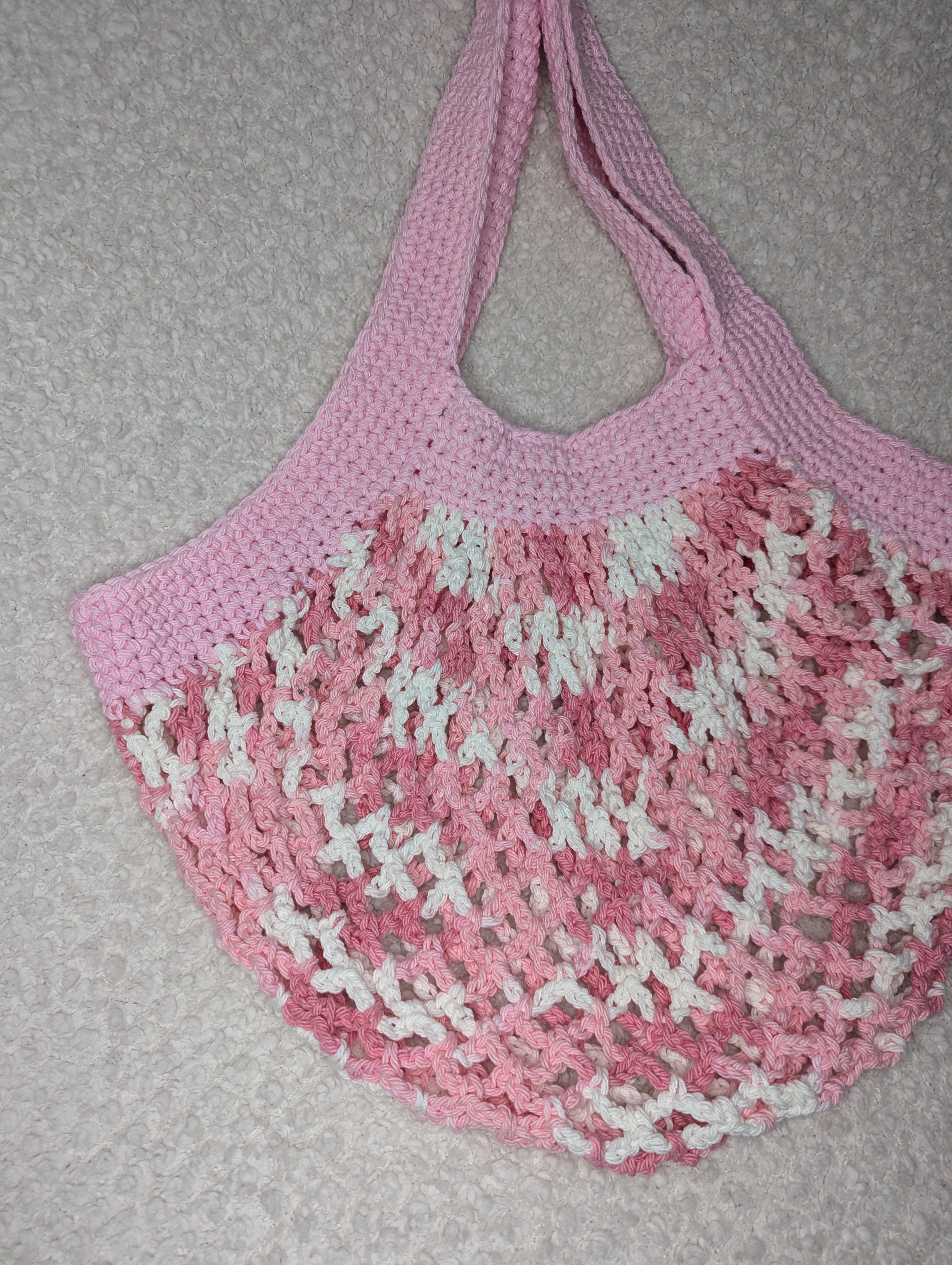 Handmade Pink Mesh Market Bag - Pink Mesh Beach Tote