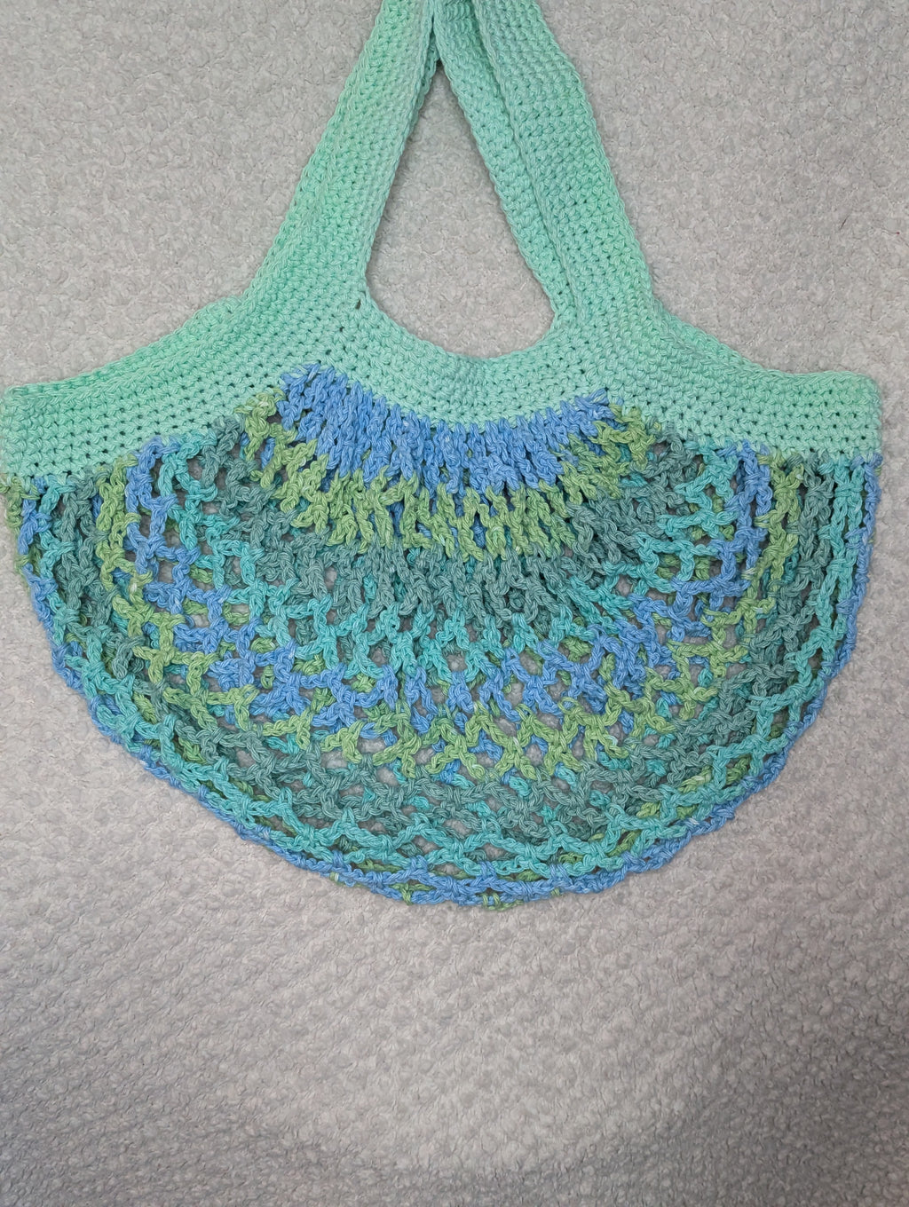 Handmade Blue Mesh Bag - Reusable Beach Tote