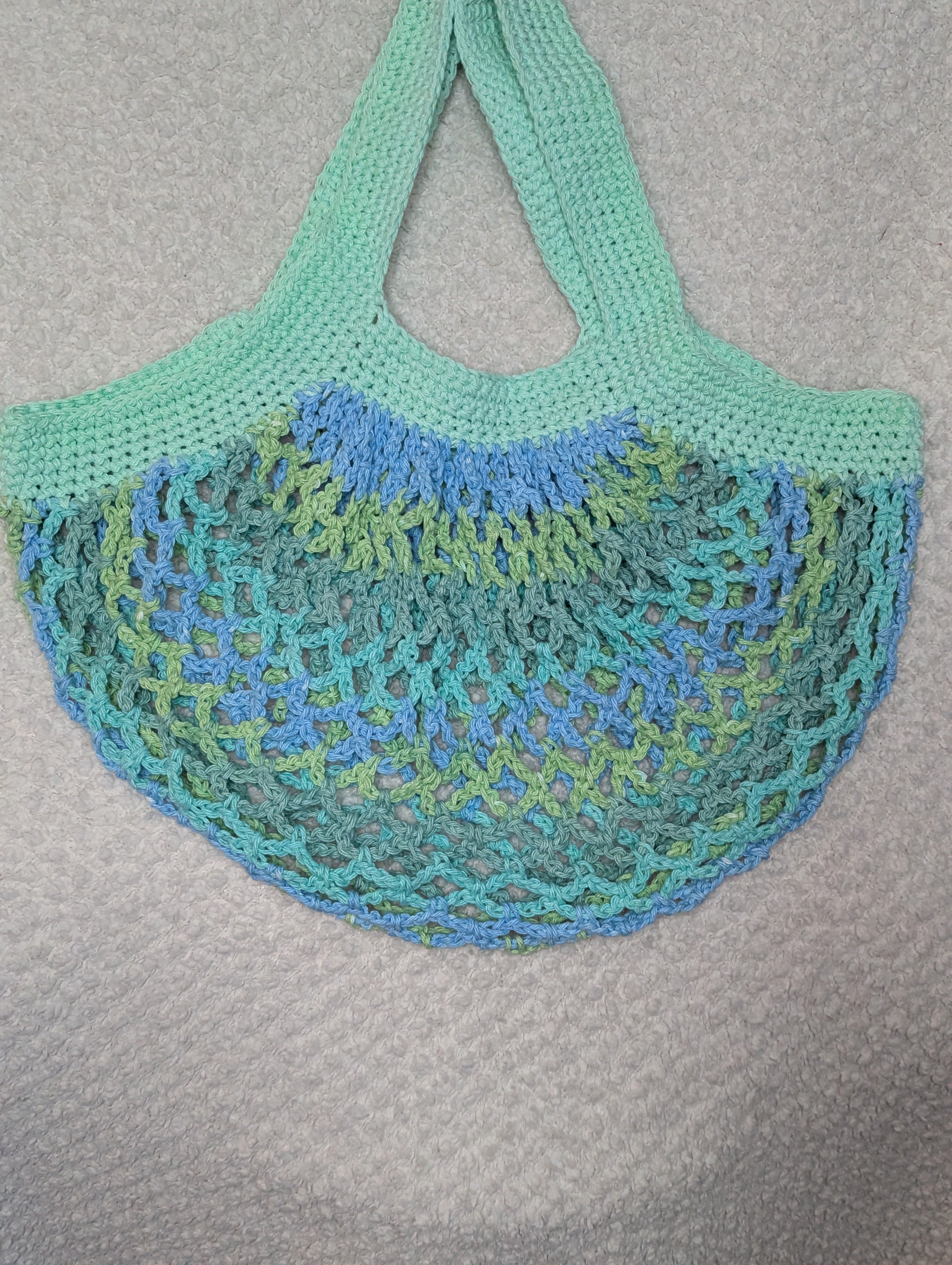 Handmade Blue Mesh Bag - Reusable Beach Tote