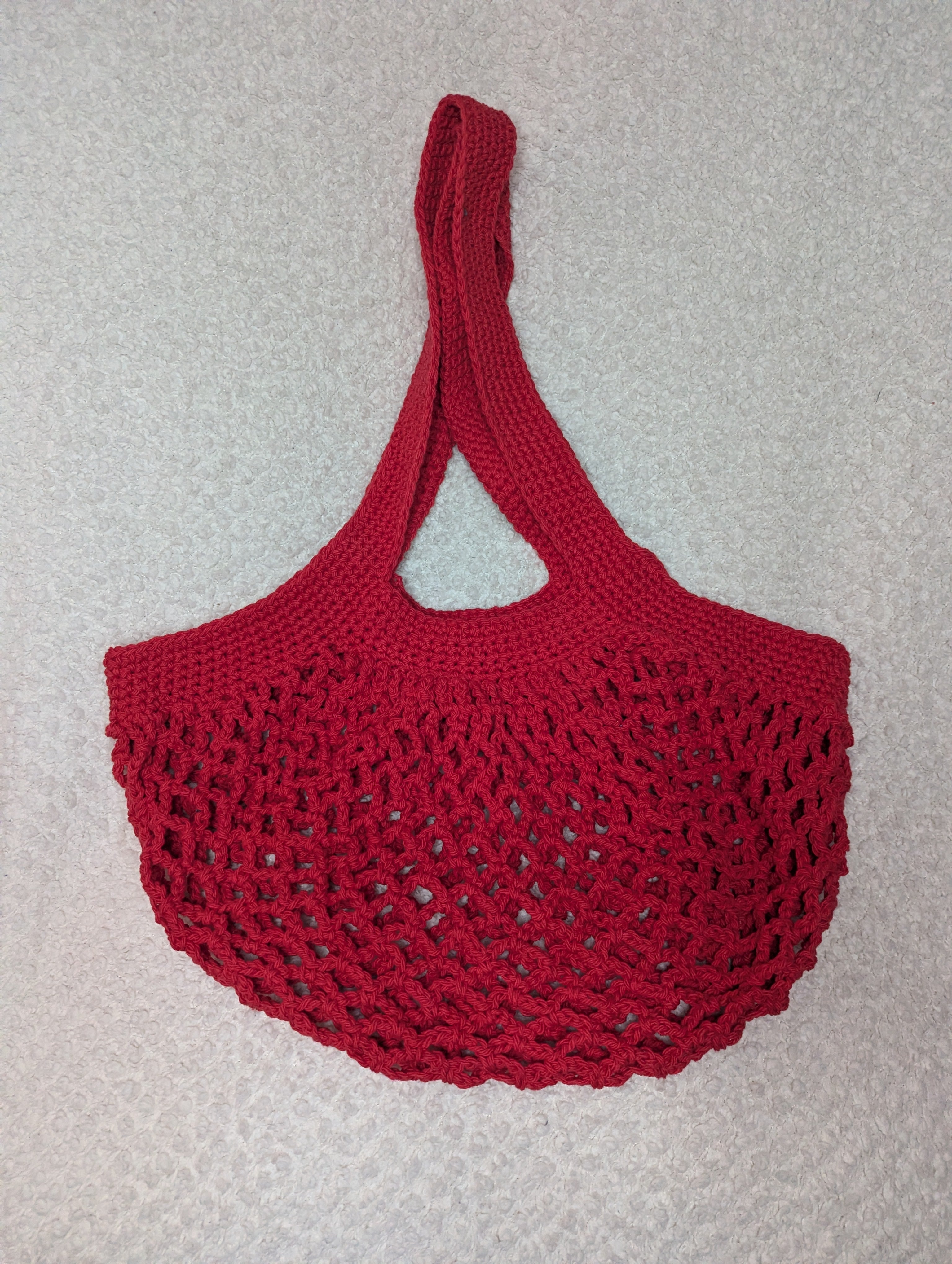 Handmade Red Mesh Market Bag - Reusable Mesh Bag