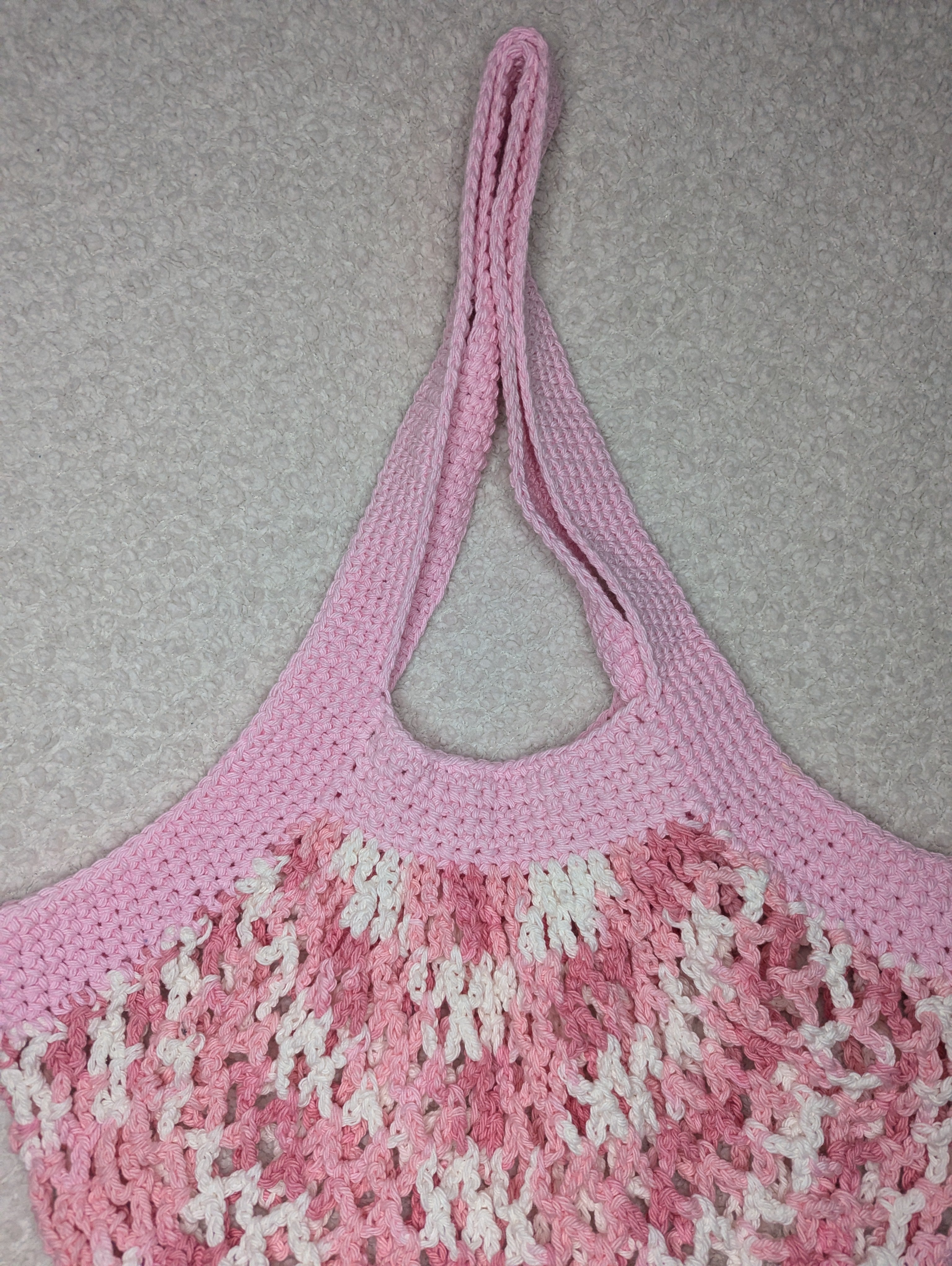 Handmade Pink Mesh Market Bag - Pink Mesh Beach Tote
