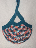 Handmade Teal Mesh Market Bag - Colorful Beach Mesh Tote