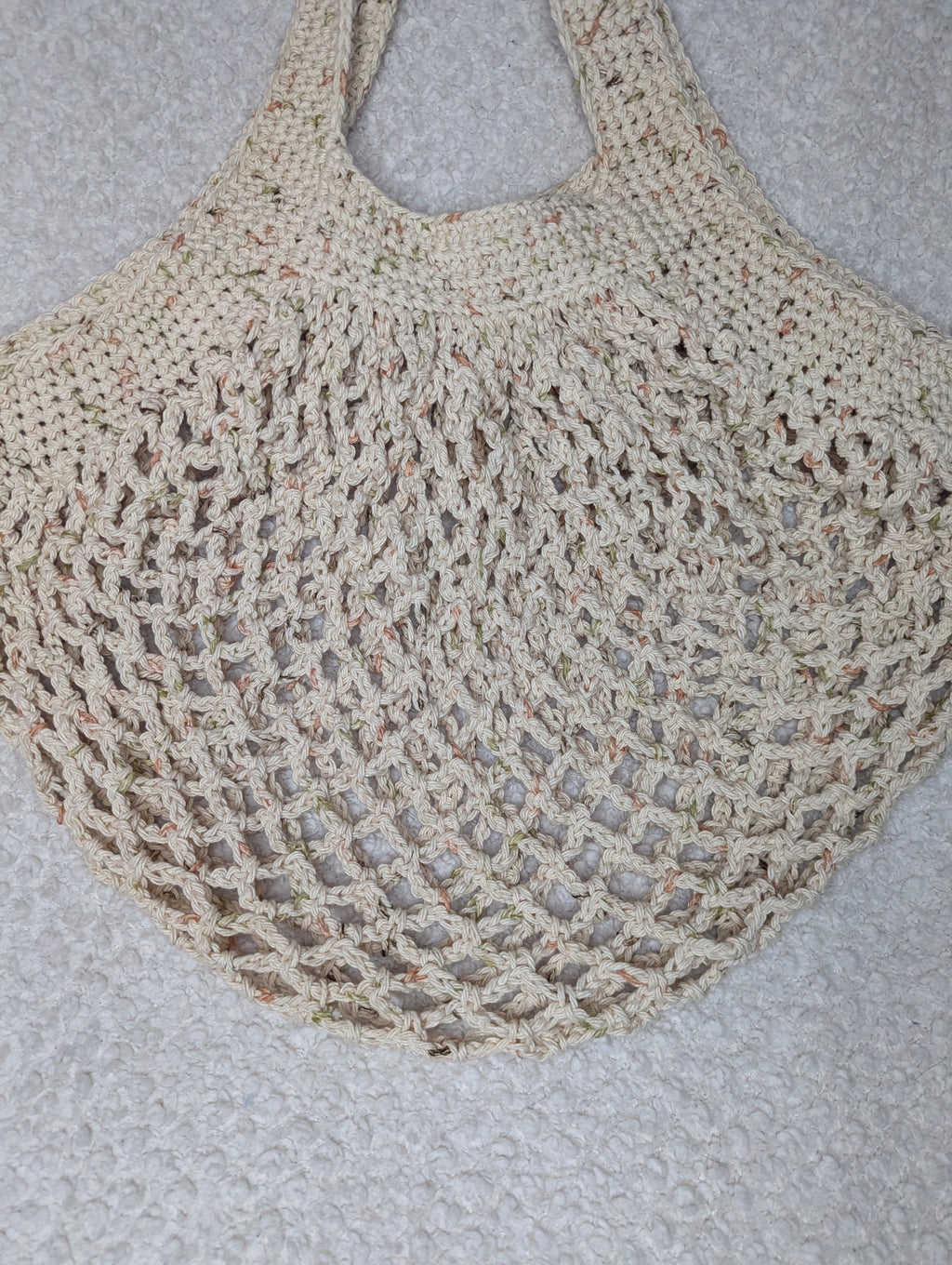 Tweed Mesh Market Bag - Beige Beach Tote