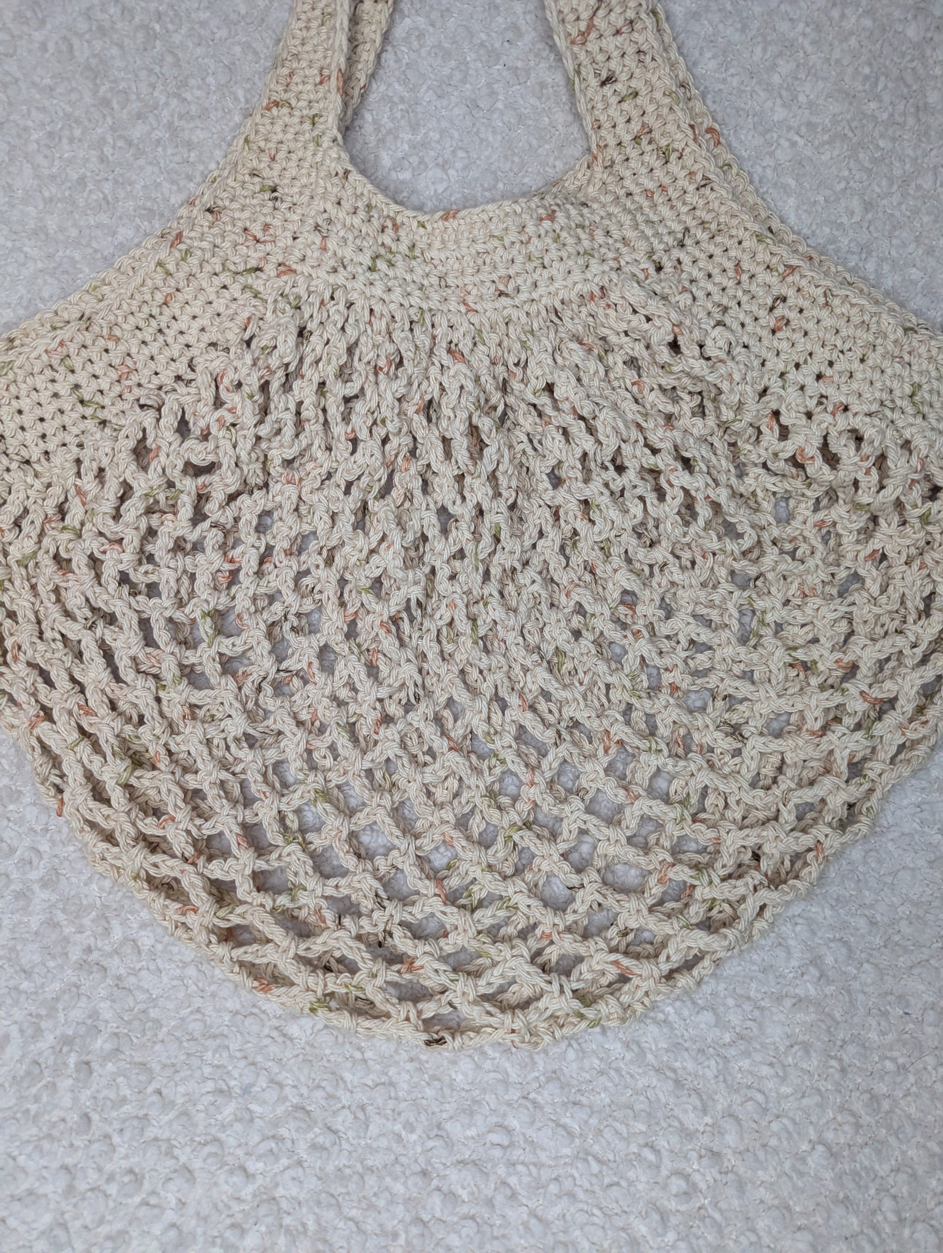 Tweed Mesh Market Bag - Beige Beach Tote