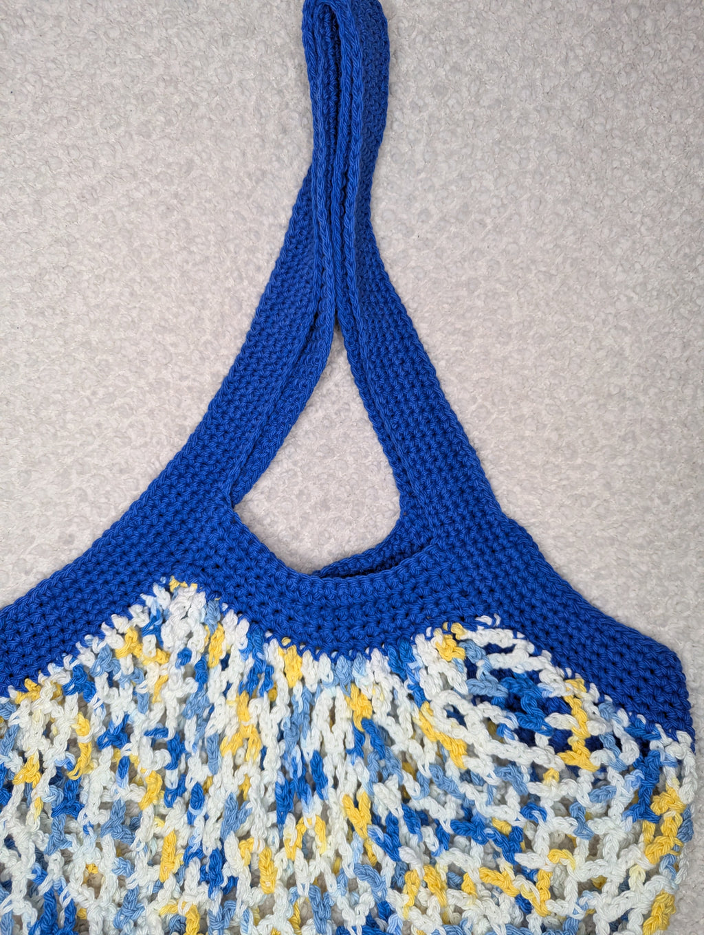 Blue and Yellow Mesh Market Bag - Blue Beach Tote