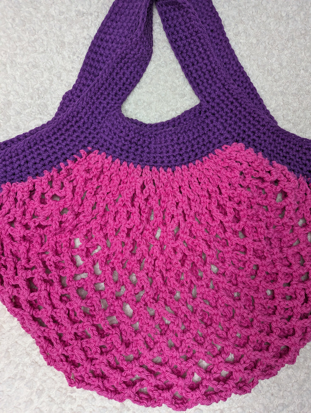 Handmade Pink and Purple Mesh Bag - Colorful Beach Tote