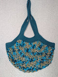 Handmade Teal Mesh Market Bag - Washable Blue Mesh Bag
