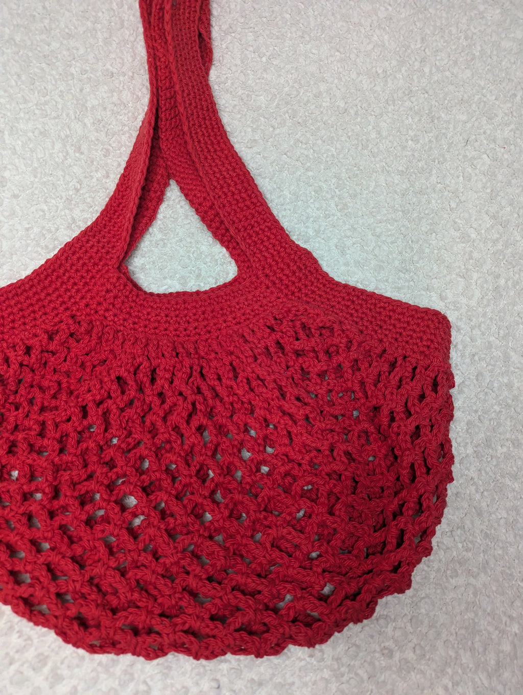 Handmade Red Mesh Market Bag - Reusable Mesh Bag