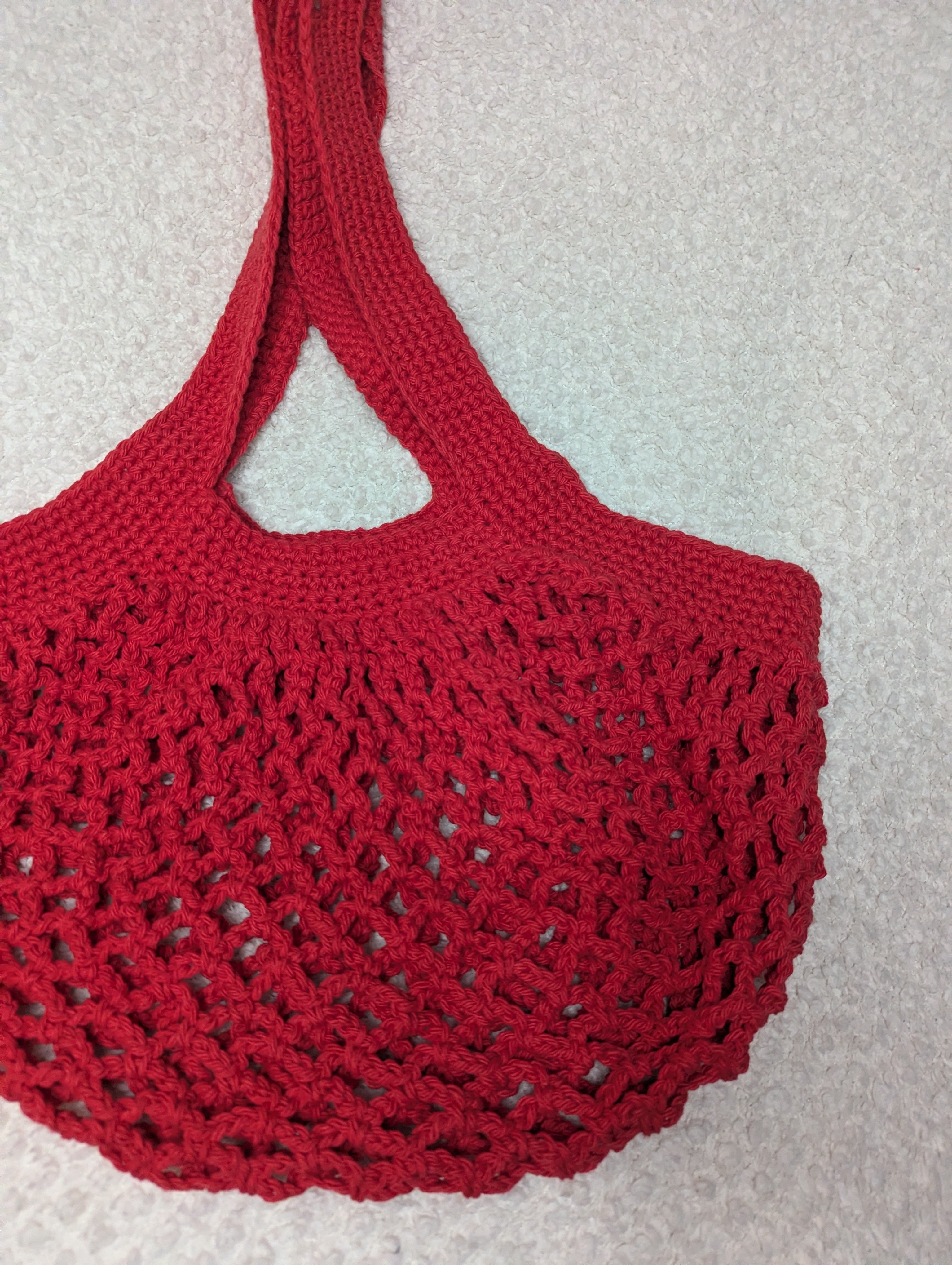 Handmade Red Mesh Market Bag - Reusable Mesh Bag