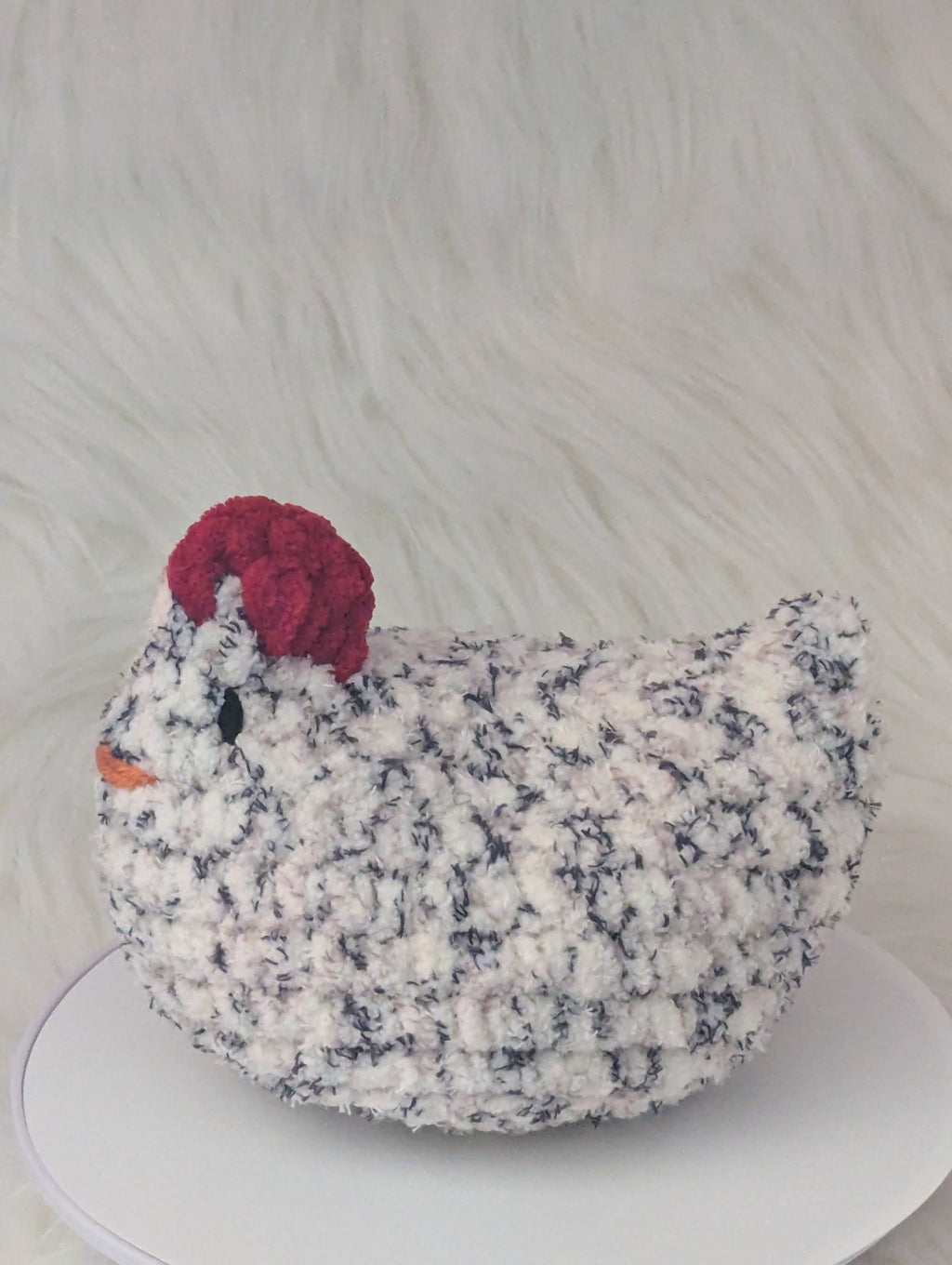 Marbled Hen Plushie - Small Hen Desk Buddy