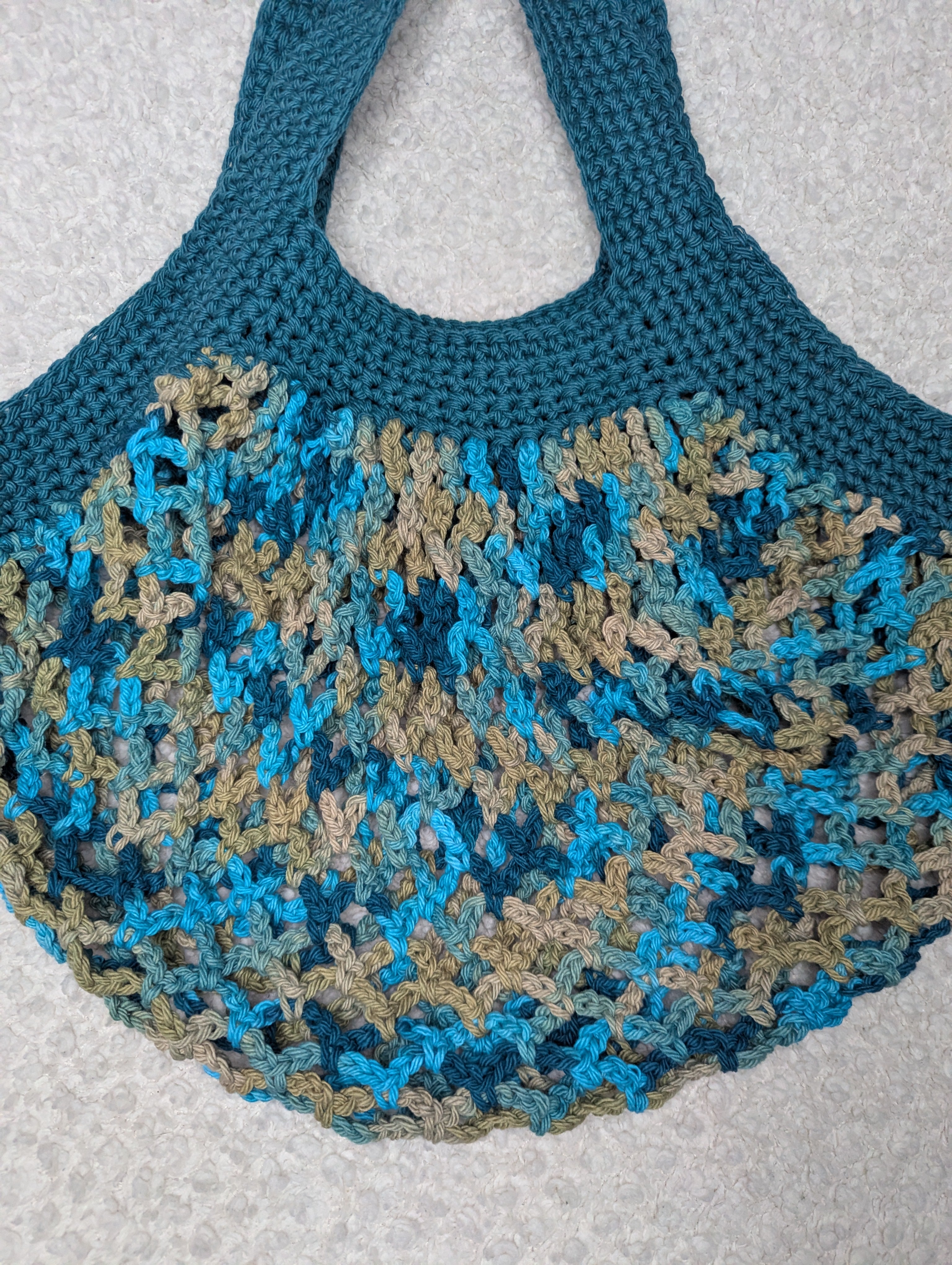 Handmade Teal Mesh Market Bag - Washable Blue Mesh Bag