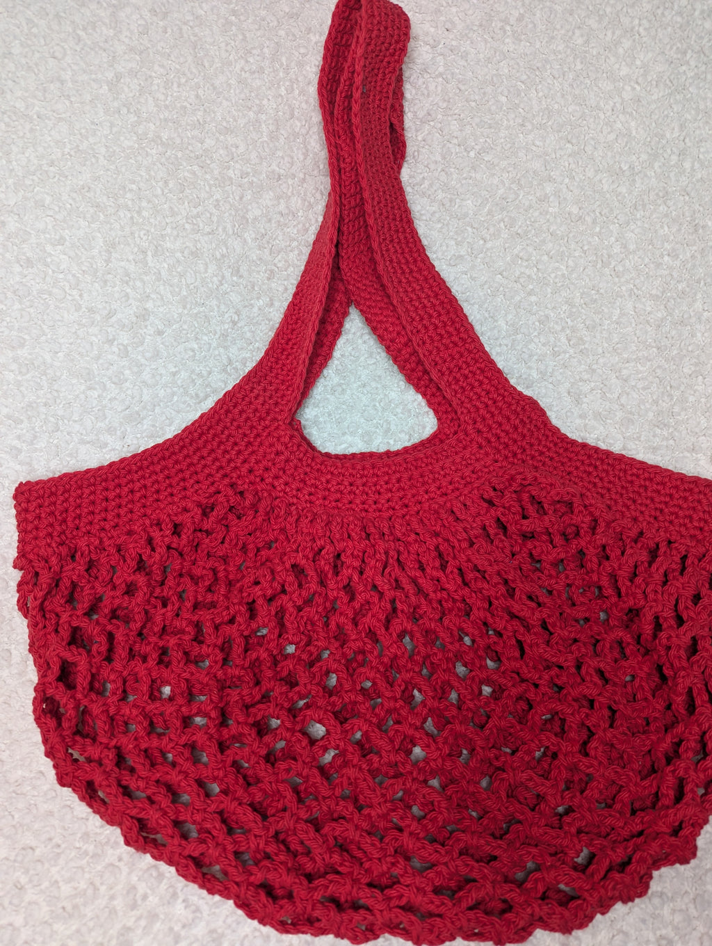 Handmade Red Mesh Market Bag - Reusable Mesh Bag