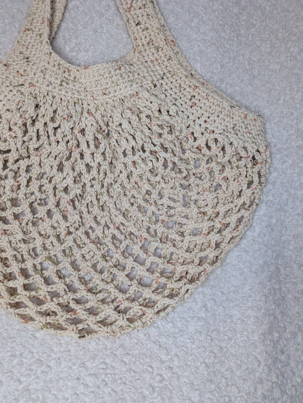 Tweed Mesh Market Bag - Beige Beach Tote
